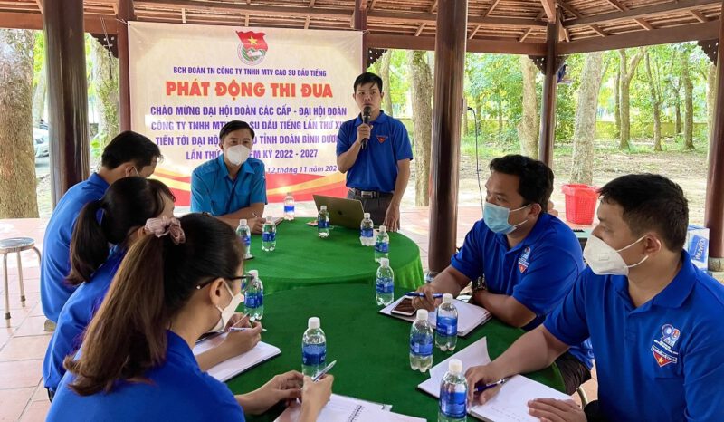 Đoàn TN Công ty tổ chức phát động thi đua chào mừng Đại hội Đoàn các cấp - Đại hội Đoàn Công ty TNHH MTV cao su Dầu Tiếng lần thứ XIII tiến tới Đại hội Đại hội đại biểu tỉnh Đoàn Bình Dương lần thứ XII, nhiệm kỳ 2022 - 2027